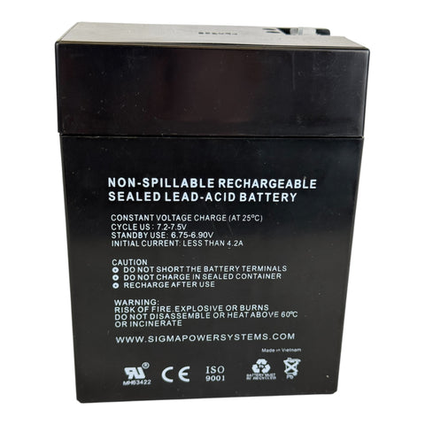 6V 14Ah rechargeable SLA battery with T1 and T2 terminals