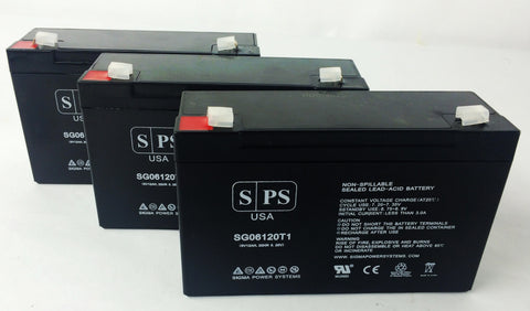 LightAlarms 5E1-5AC 6V 12Ah Battery - 3 pack
