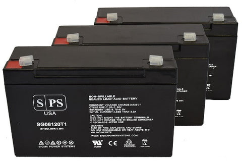 Emergi-Lite 6-JSM-2 6V 12Ah Battery - 3 pack