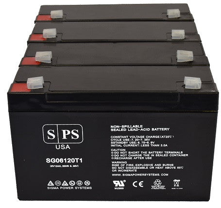 Emergi-Lite 6M4 (2-P) 6V 12Ah SPS Battery - 4 pack